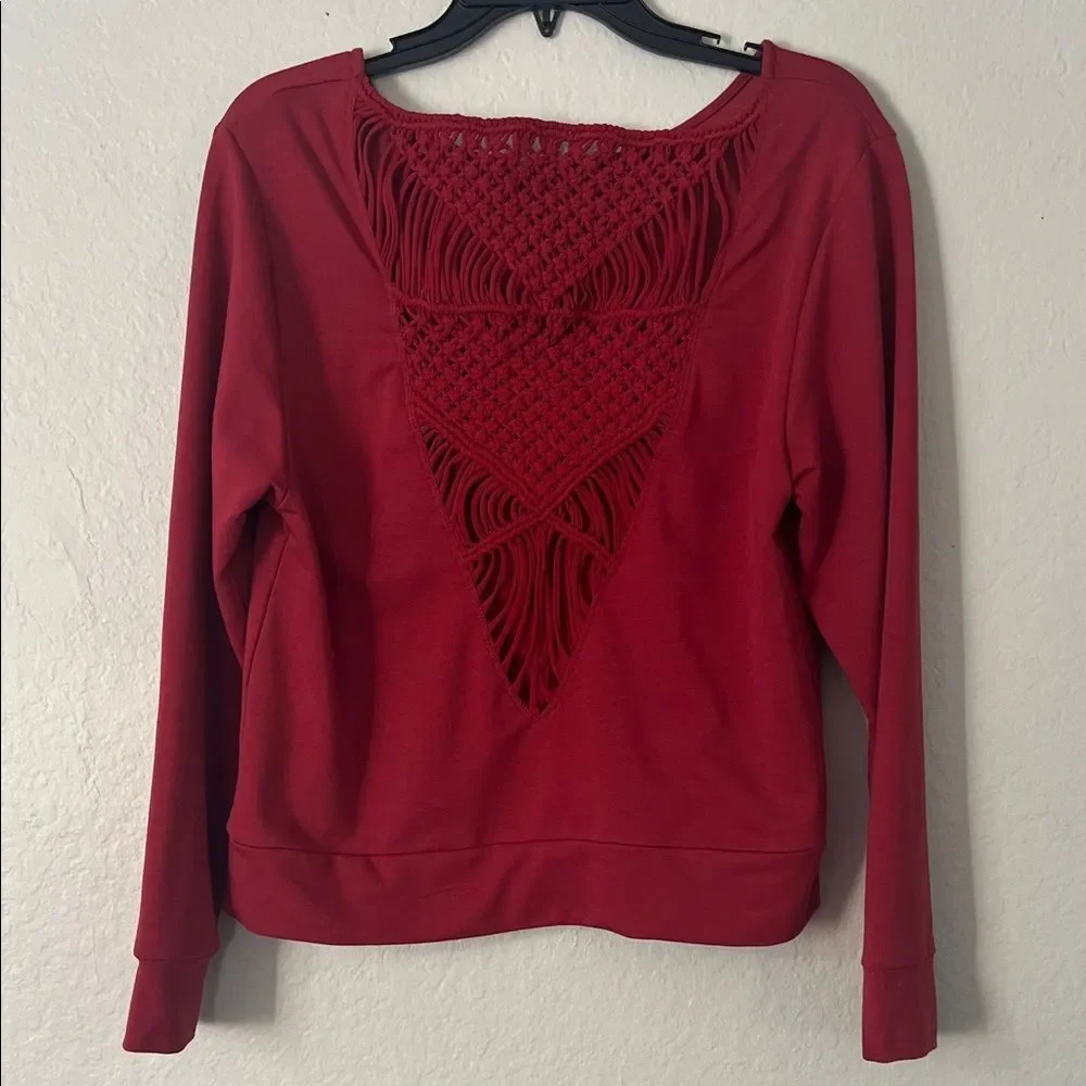Carbon38 Legion Pullover Sweatshirt Macrame Crochet Back in Size XS